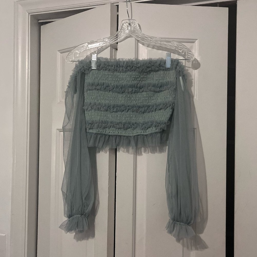 MABLE Anthropologie off-the-shoulder tulle top NWOT